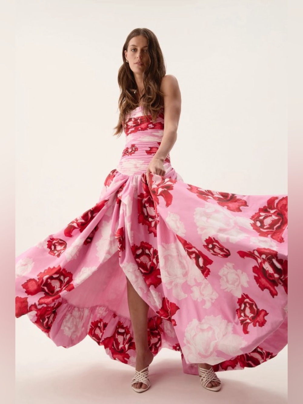 Aje Pink Red Floral Printed Violetta Bubble Hem Strapless Gown AU6/US2 NWT - Picture 6 of 10